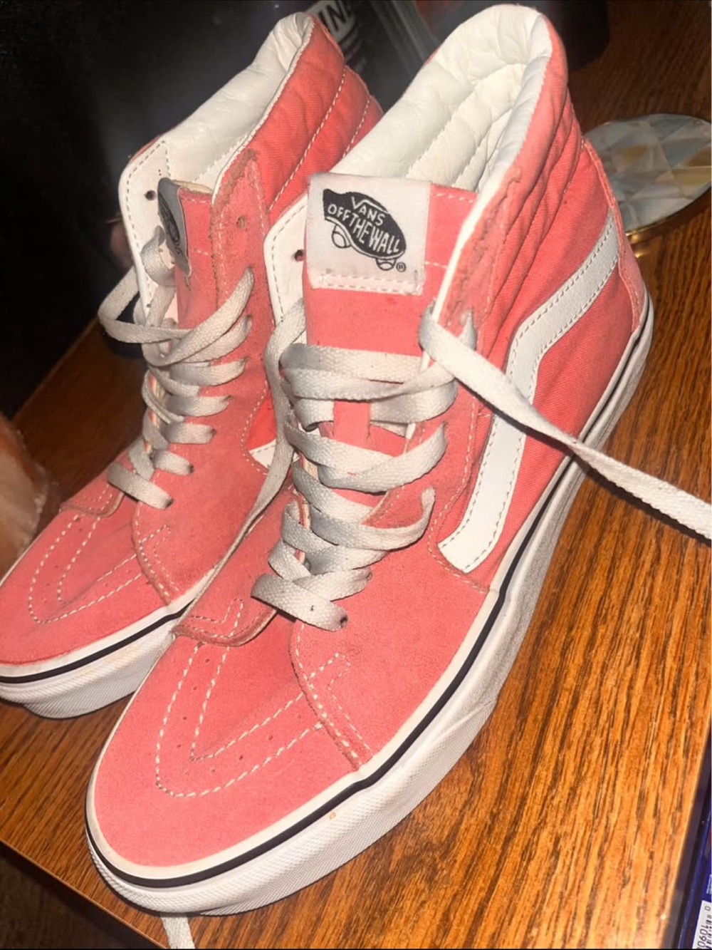 Vans Women's Coral/White High-Top Sk8-Hi Sneakers